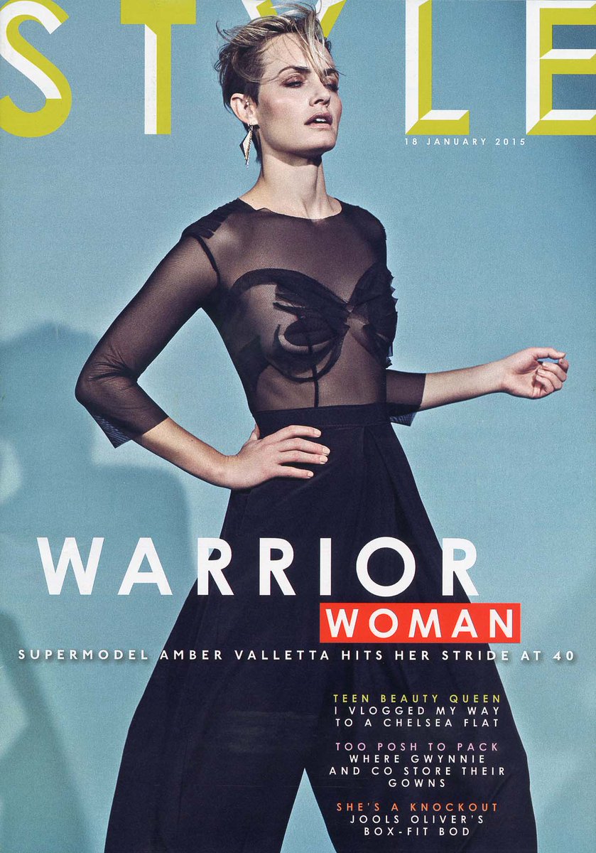 MasterandMuse's tweet photo. Amber Valletta on the cover of @TheSTStyle. Read about her collaboration with @yoox and her new edgy look. http://t.co/SZcTzd4J7B