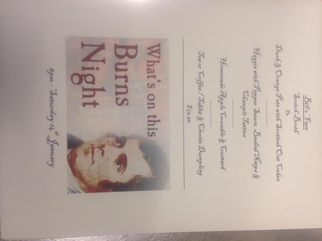 spinnakerhotel's tweet photo. Burns Night this Saturday 8pm, phone 633107 to book http://t.co/6hbPfF7AeL