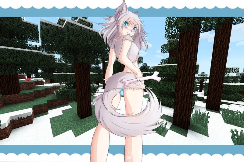 LewdMinecraft's tweet image. Wolfie) woof...? Can I please have a bone~