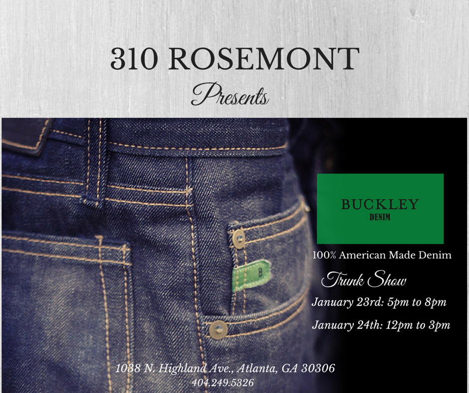OccupyMyFamily's tweet photo. Need new jeans? @310RosemontATL is having a @BuckleyDenim trunk show this Friday &amp; Saturday #VaHi http://t.co/BZViXTIBbC