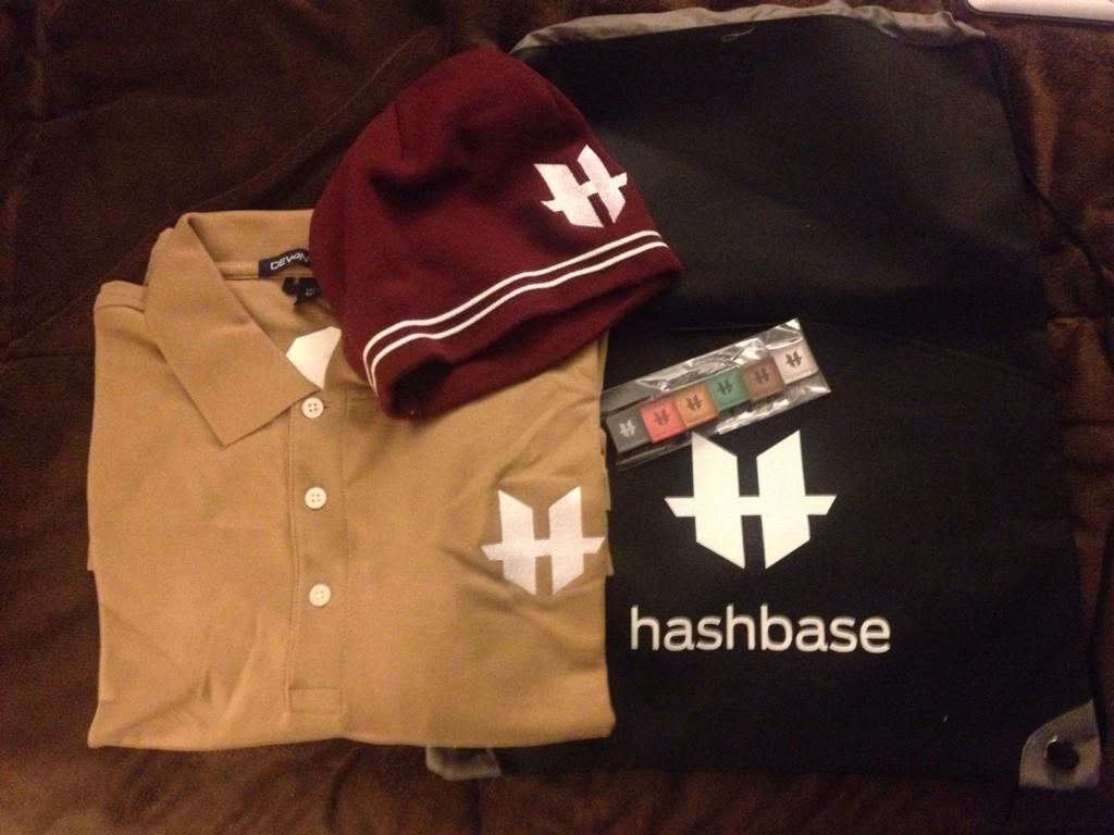 MadBitcoins's tweet photo. And the winner for best swag at @btcusa is #hashbase lolz. http://t.co/VerclToLiG
