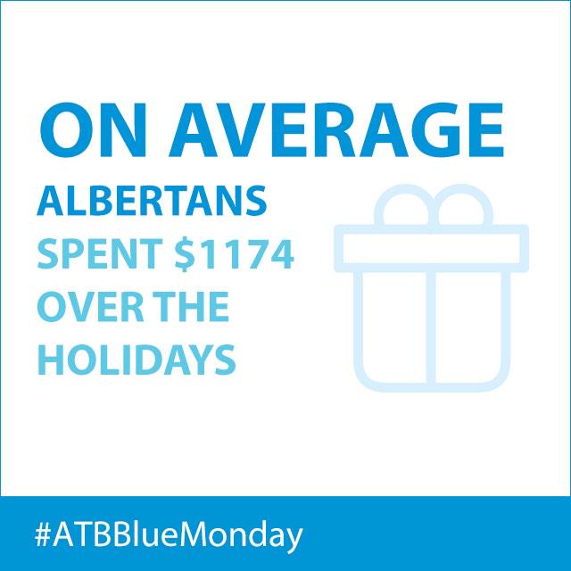 atbfinancial's tweet photo. #ATBBlueMonday stat #6. Let us help you pay off some holiday bills. Enter at http://t.co/fOpxeEVzMR. #ab #yeg #yyc http://t.co/KdXimSZOuq