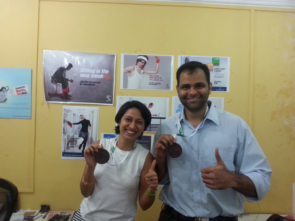 Stepathlon's tweet image. .@discoshanthi &amp;amp; Hrushikesh Vartak of our team, have done us proud by completing #SCMM half marathon! #TeamStepathlon