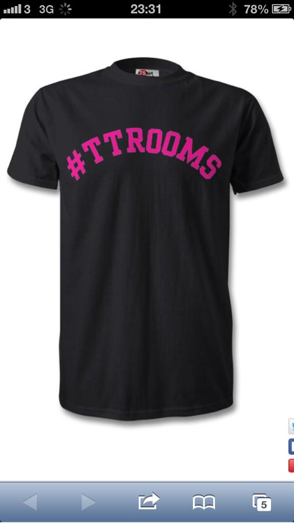 TTRooms's tweet photo. 1/2 our new #TTRooms tshirt! Sample sizes available to try on tonight and tomorrow at the studio... http://t.co/NmoCENaVzn