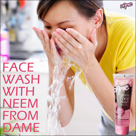 #FaceCareTip- Clean your face with DAME's #HerbalFaceWash with neem extract. It will give you a sparkling clear face.