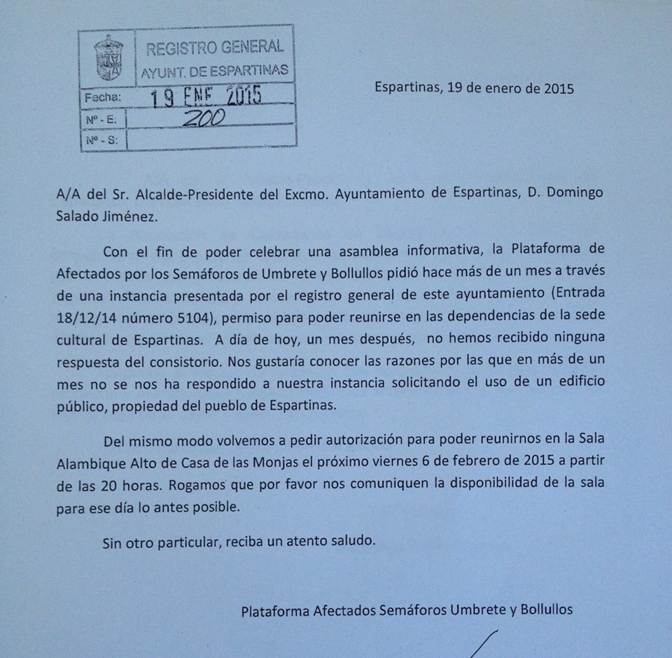 ACEEspartinas's tweet image. La @PlataSemaforos lleva un mes pidiendo un sitio para celebrar una asamblea en #Espartinas. @PPEspartinas