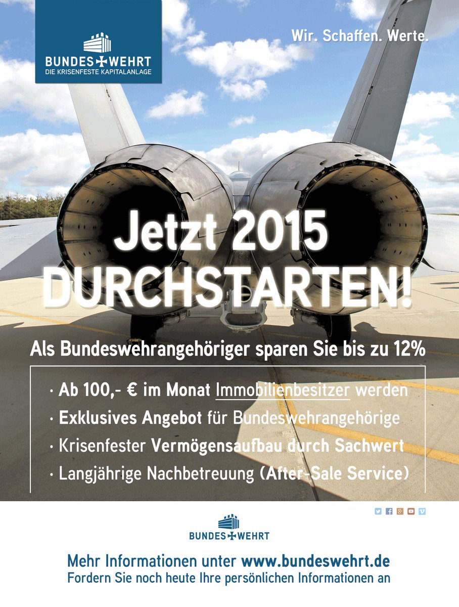 bundeswehrt's tweet photo. ++ Wir. Schaffen. Werte. ++ #BUNDESWEHRT Jetzt 2015 DURCHSTARTEN als Bundeswehrangehöriger! http://t.co/JPMS0ytBM3
