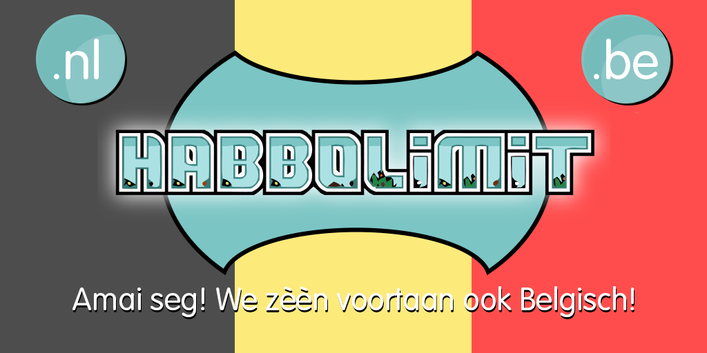 HabboLimit's tweet photo. HabboLimit voortaan niet alleen maar via .nl beschikbaar, maar ook via .be! Welkom alle Belgische Habbo's! #NL #BE http://t.co/5w6PdqEPSe