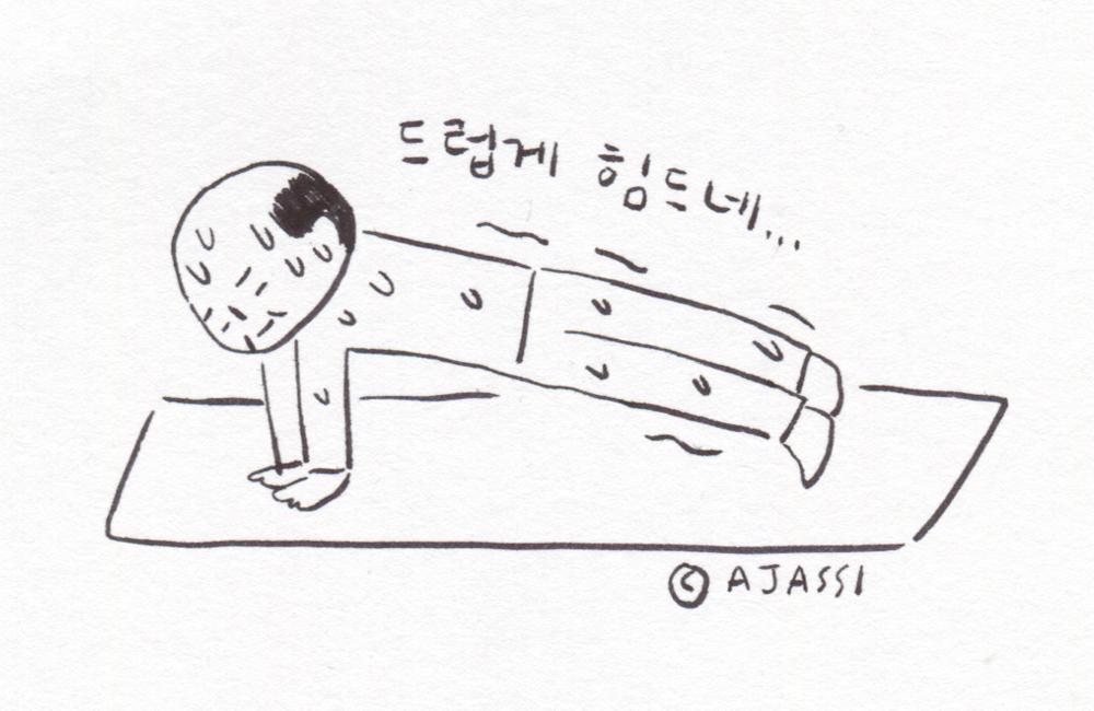 그나저나 운동도 젊어서부터 해야지.
프랭크 자세 하다가 혈압 오르겄네...
#작심삼일 #ajassi