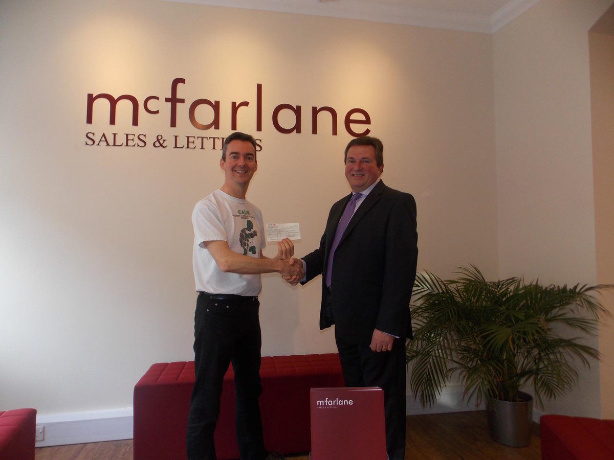 Massive thanks to everyone who supported us in raising £175 for CALM. Paul handing over the cheque to Richard Crowley