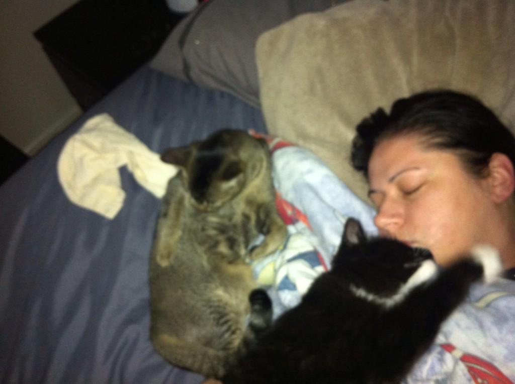 Leapin_Lena's tweet photo. My Cancer buddies! These guys never leave my side.  #cancersucks #lonely #exhausted http://t.co/2tIhKhlMe1
