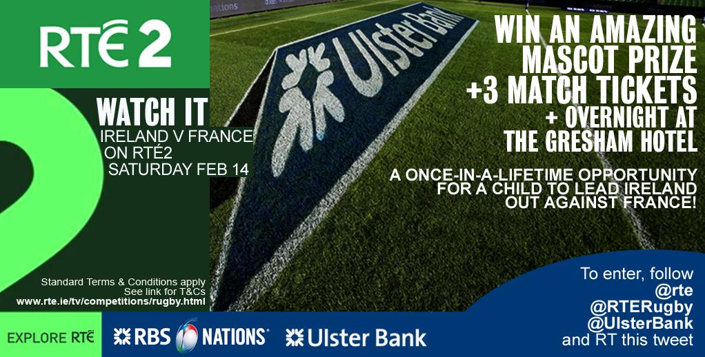 RTE2fm's tweet photo. Win an AMAZING Ireland V France @RBS_6_Nations prize! To enter: follow @rte @RTERugby &amp; @UlsterBank &amp; RT #rterugby. http://t.co/8bqDNEYij9