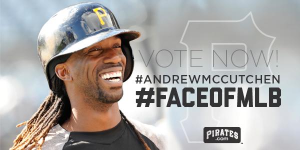 Pirates's tweet photo. You know #AndrewMcCutchen is the #FaceofMLB so go ahead and RETWEET http://t.co/8HMKEMCVUe