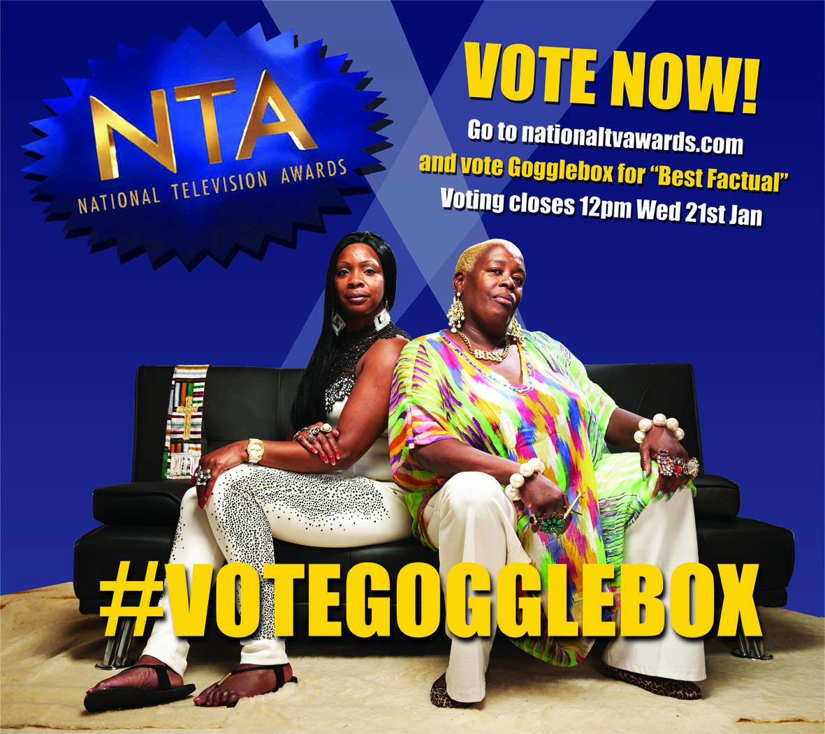 C4Gogglebox's tweet photo. Less than 24 hours to go! Vote #Gogglebox for Best Factual #NTA2015 #VoteGogglebox http://t.co/U8pQe5nuYx http://t.co/7dRY868heM