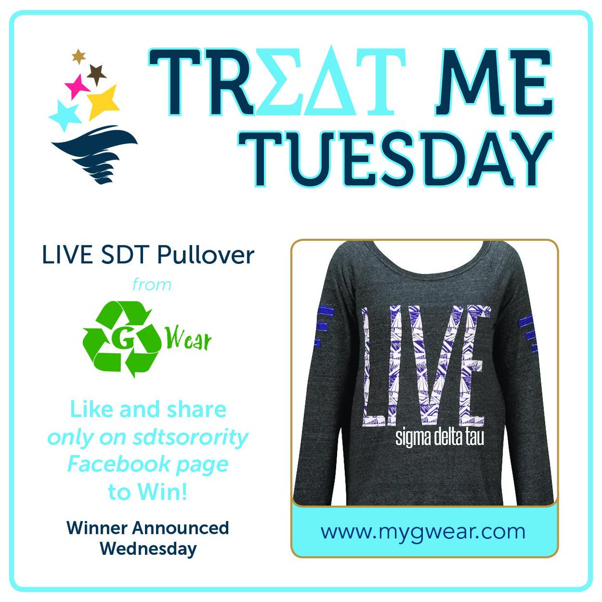 SigmaDeltaTauHQ's tweet photo. It's #TreatMeTuesday! Head over to our FB page http://t.co/Y7U6Na514U &amp; enter to win this pullover from @ShopMyGWear! http://t.co/2zgxAYsEz1