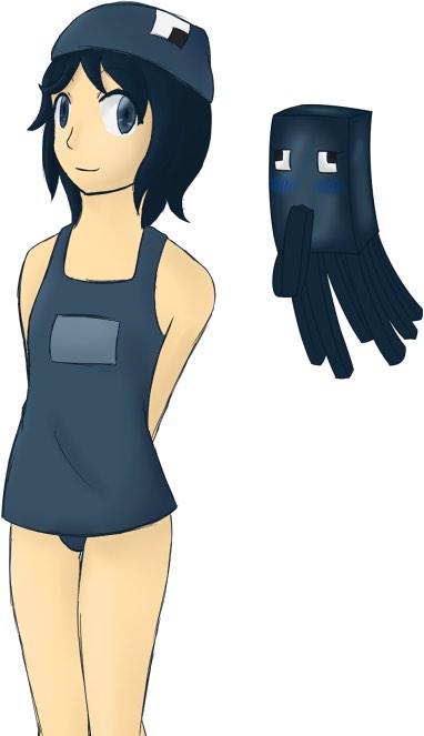 LewdMinecraft's tweet image. Squid) um....hello!