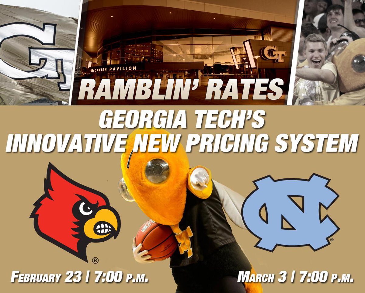 GTAthletics's tweet photo. .@GTMBK single game tickets now available for Louisville &amp; North Carolina via Ramblin' Rates. http://t.co/A9B24UurOd http://t.co/C5wuWF6nkM