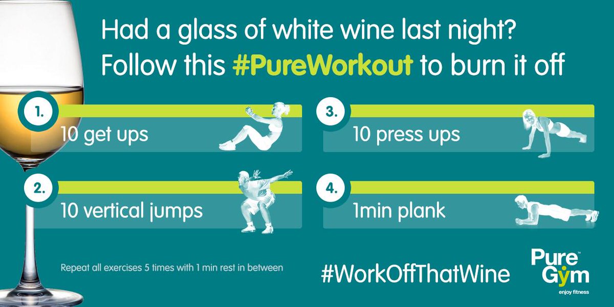 PureGym's tweet photo. Needed that glass of wine to relax last night? No problem at all. Follow this routine to #WorkOffThatWine http://t.co/kjlbFQXY2w