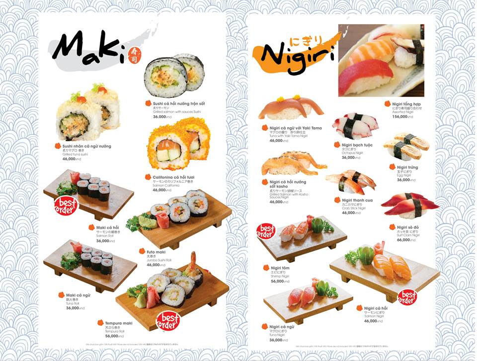 Isushi menu sale