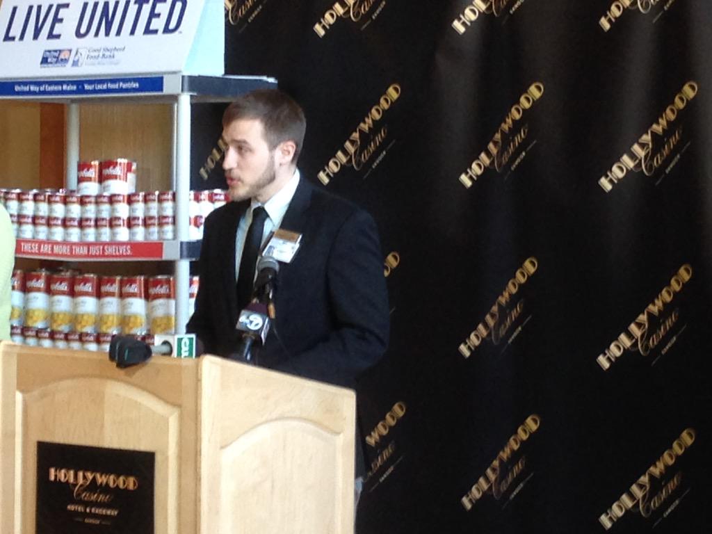 mainedan's tweet image. At @HollywoodBangor kicking off @UnitedWayEM 2015 #PantryProject with other local businesses.
