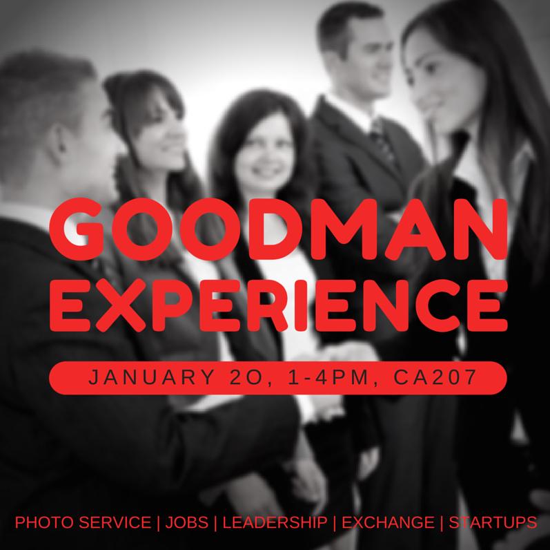 TheGoodmanBSA's tweet photo. #GoodmanExperience begins in an hour! Cairns 207, 1-4pm for LinkedIn photos, resume checks &amp; network w/ club execs! http://t.co/PcKGzoCQUs