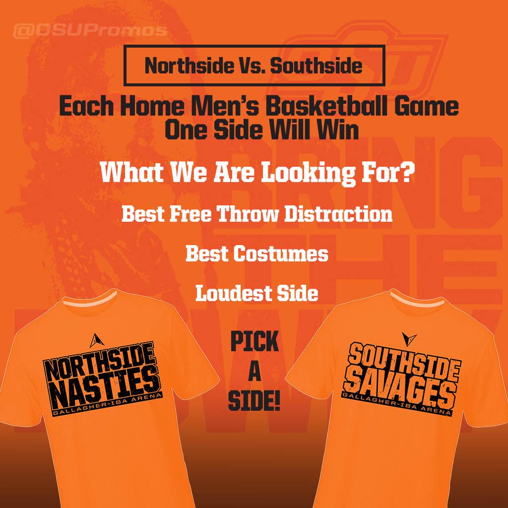 OSUPromos's tweet image. Students it&apos;s time to pick a side. Are you a @OKStateNasties or a @GIASouthSavages? #Northside #Southside #okstate