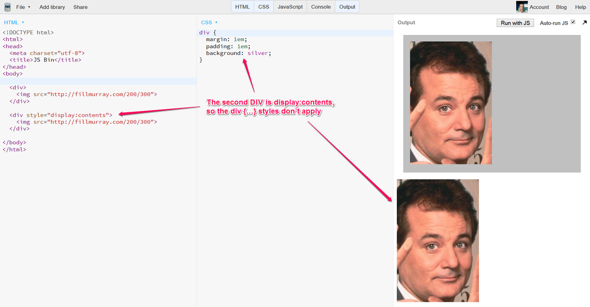 simevidas's tweet photo. A super-quick demo of display:contents in Firefox Nightly: http://t.co/PKiN1Y4gZD