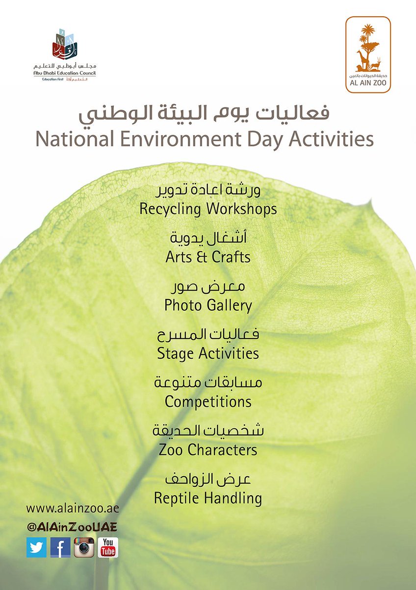 AlAinZooUAE's tweet image. زورونا غدا وشاركونا احتفالات #يوم_البيئة_الوطني!
ابتكارات الطلاب بانتظاركم!
ابتداء من 9 صباحا

#ريتويت
