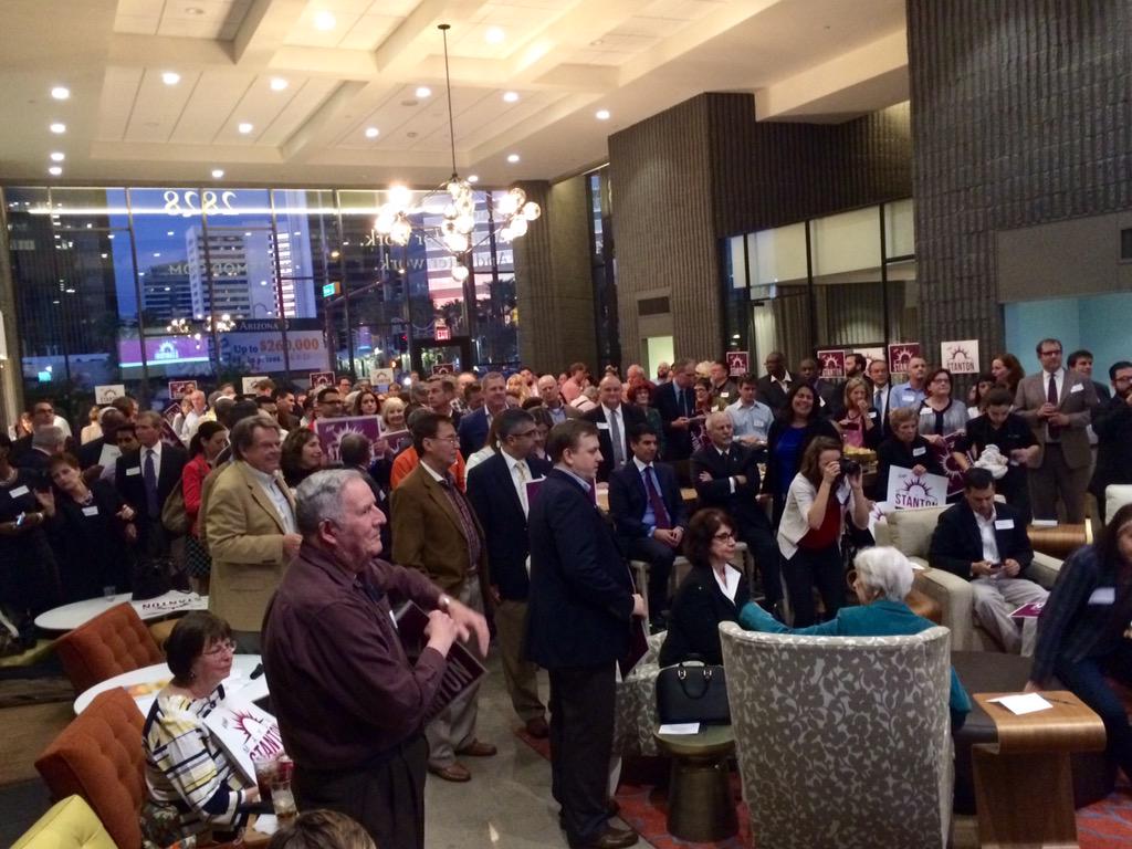 LisaDFernandez's tweet photo. Great turnout for @StantonforPHX campaign kick-off tonight. More than 200 people showing their support. #keepstanton http://t.co/aWuBkYUsHK