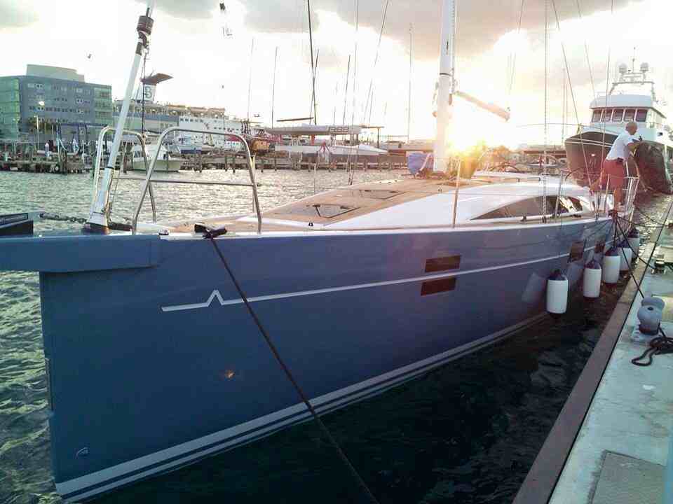 AzureeSailing's tweet photo. Azuree's American debut: Azuree 46 has arrived in Miami in time for the @MiamiBoatShow  See you out there sailors! http://t.co/7FuByoTbCy