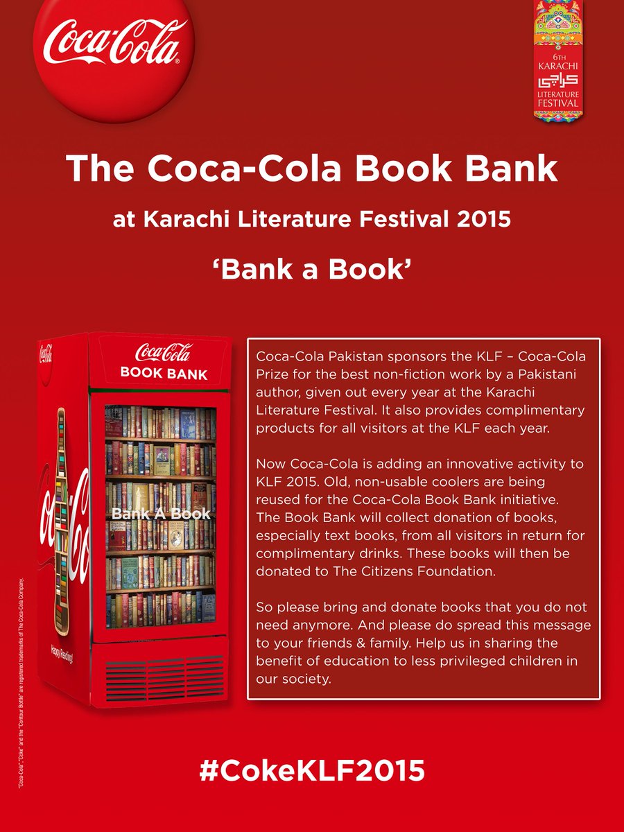 #CokePk will be collecting old text books in #KLF this year and will donate to <a href="/TCFPak/">The Citizens Foundation</a> . Good stuff. #CokeBankaBook
