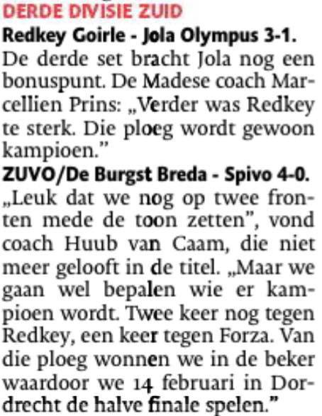 OlympusMade's tweet photo. Bonuspunt tegen Redkey Goirle. "Die ploeg wordt gewoon kampioen" (BN De stem 2-2) http://t.co/UtEZ6GKWgu