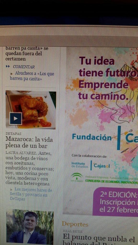 turismoarahal's tweet photo. @abcdesevilla se hace hoy eco de uno de nuestros referentes en #Gastronomía @LaMazaroca de #Arahal. http://t.co/qm6JJO587y