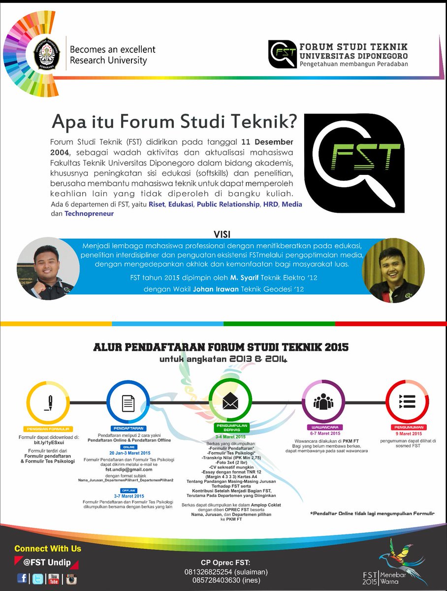 Yuk ikut #OprecFST 2015 simak chirpstory.com/li/250184 <a href="/bemft_media/">KanMed BEM-FT UNDIP</a> <a href="/HIMASPAL_UNDIP/">HIMASPAL FT UNDIP</a> @taufikarahmat <a href="/TekKimUndip2014/">Teknik Kimia Undip14</a>