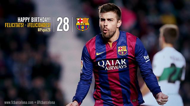 Gerard Piqué turns 28 today. Happy birthday 