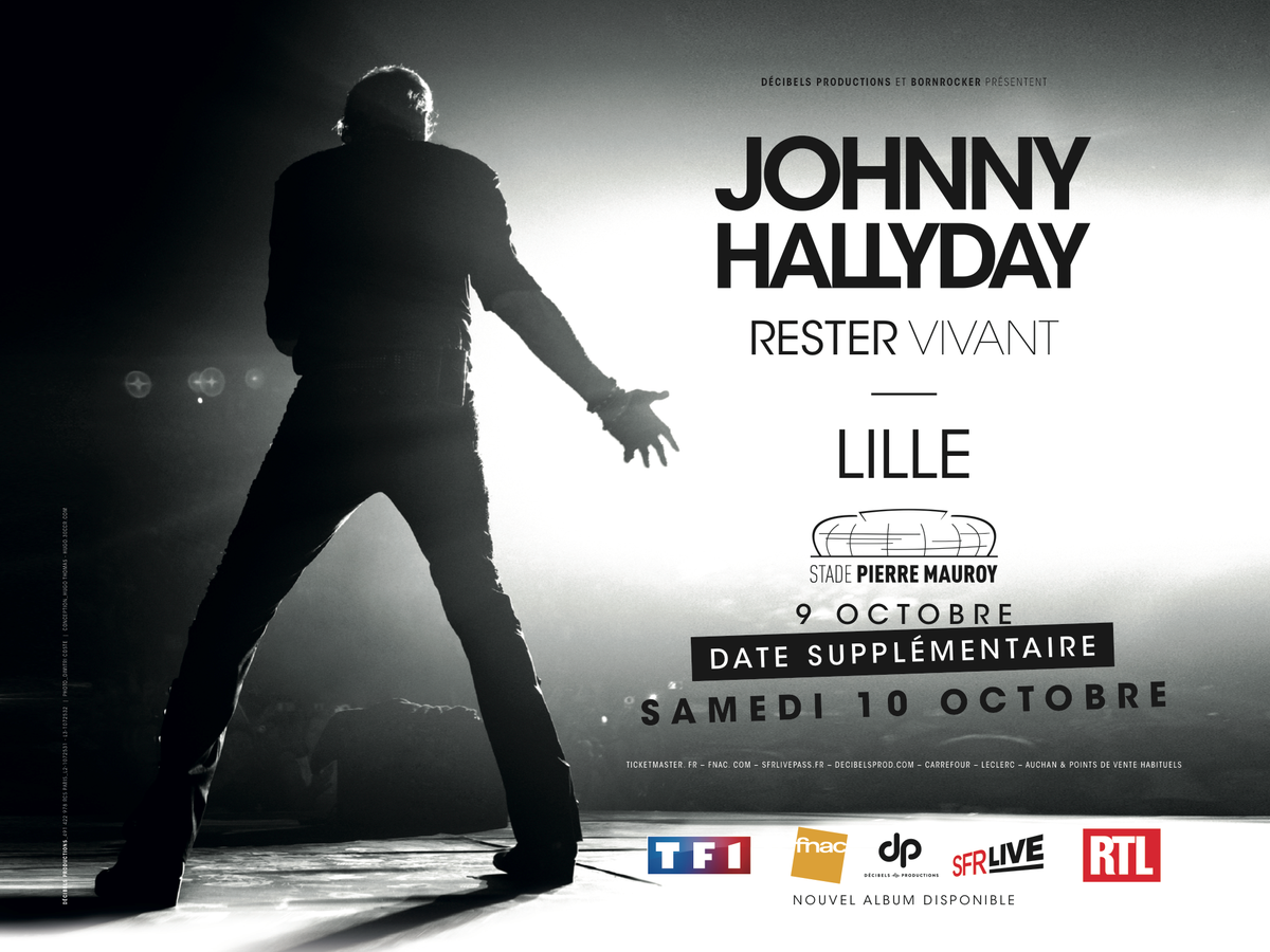 JohnnySjh's tweet photo. Une seconde date est prévue le 10/10 au Stade Pierre Mauroy de #Lille! La billetterie ouvre demain… #ResterVivant http://t.co/GSATPncYtW