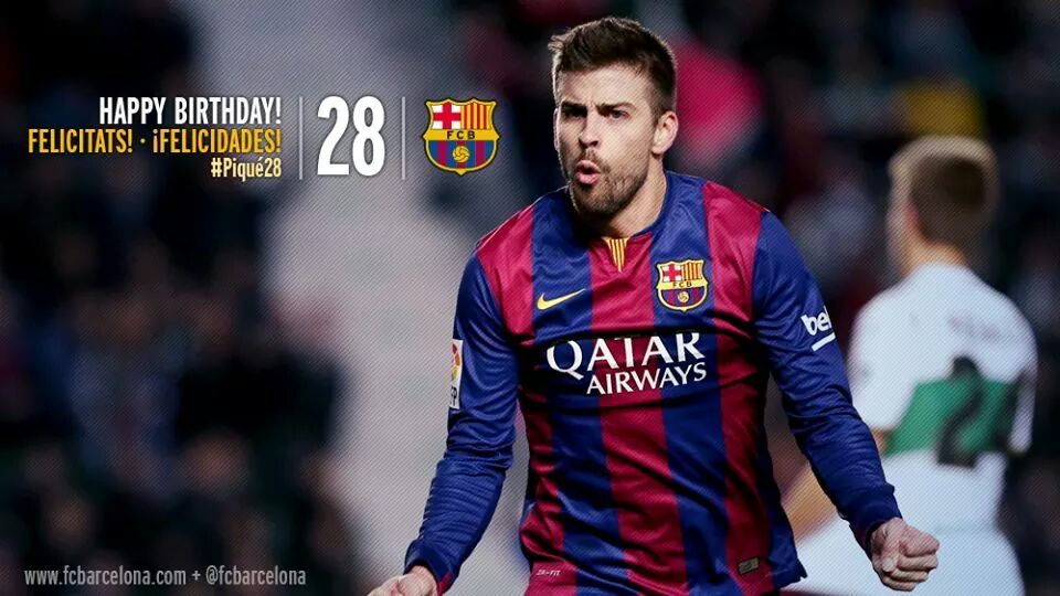 February 02
Today is Piqué\s 28th birthday!
Happy birthday to Gerard Piqué.   . 