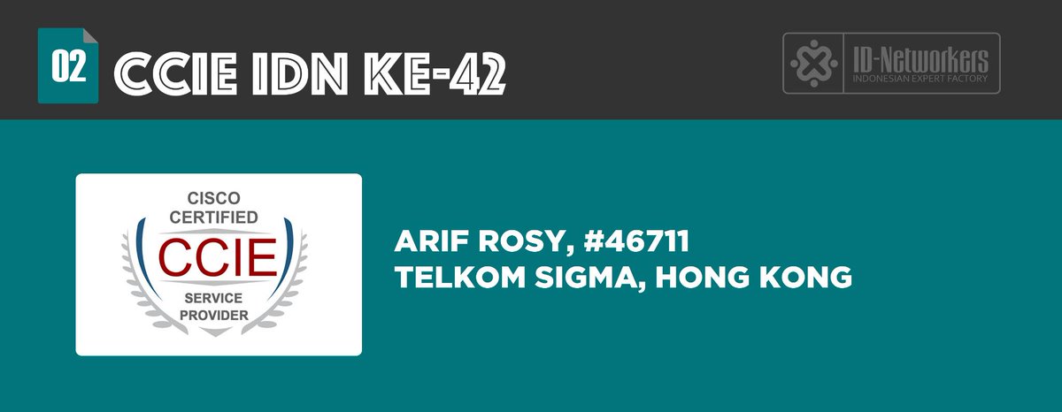 idnetworkers's tweet photo. Selamat buat Arif Rosy @ariftor CCIE IDN ke-42, #46711, Hong Kong.Moga yang lain nyusul. Udah ditungguin nomornya tuh http://t.co/nyOlmbmsZx