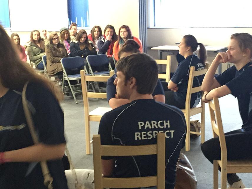 SteveKelshawCSG's tweet photo. Performing Arts students @colegsirgar launching #respect #parch campaign. Tackling #sexism and #banter http://t.co/fvxvob18jz