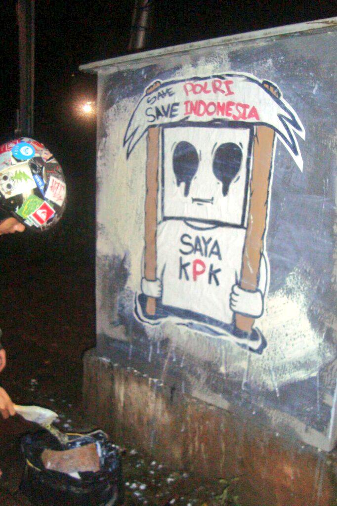 Wheat paste by FCS at Senayan, Jakarta #SaveKPK #SaveIndonesia