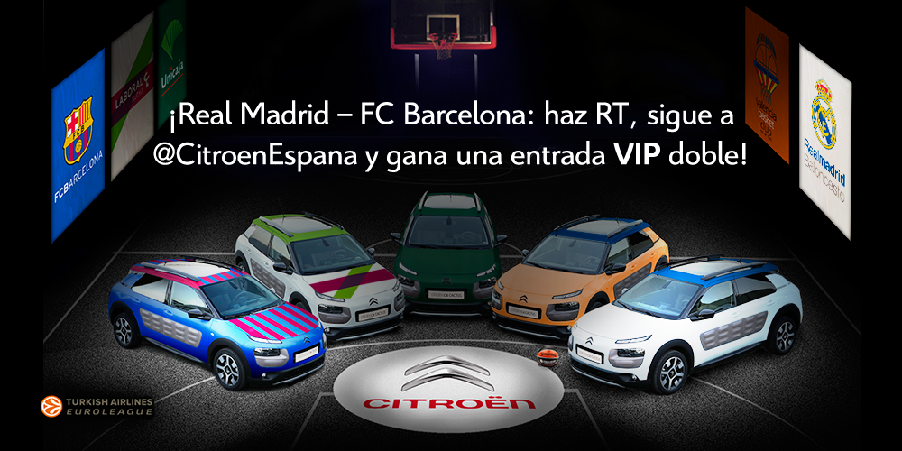 CitroenEspana's tweet photo. ¿Quieres ver el @RMBaloncesto - @FCBbasket? ¡Haz RT para  poder disfrutar de este clásico de la @Euroleague! #sorteo http://t.co/mEOfroUhpU
