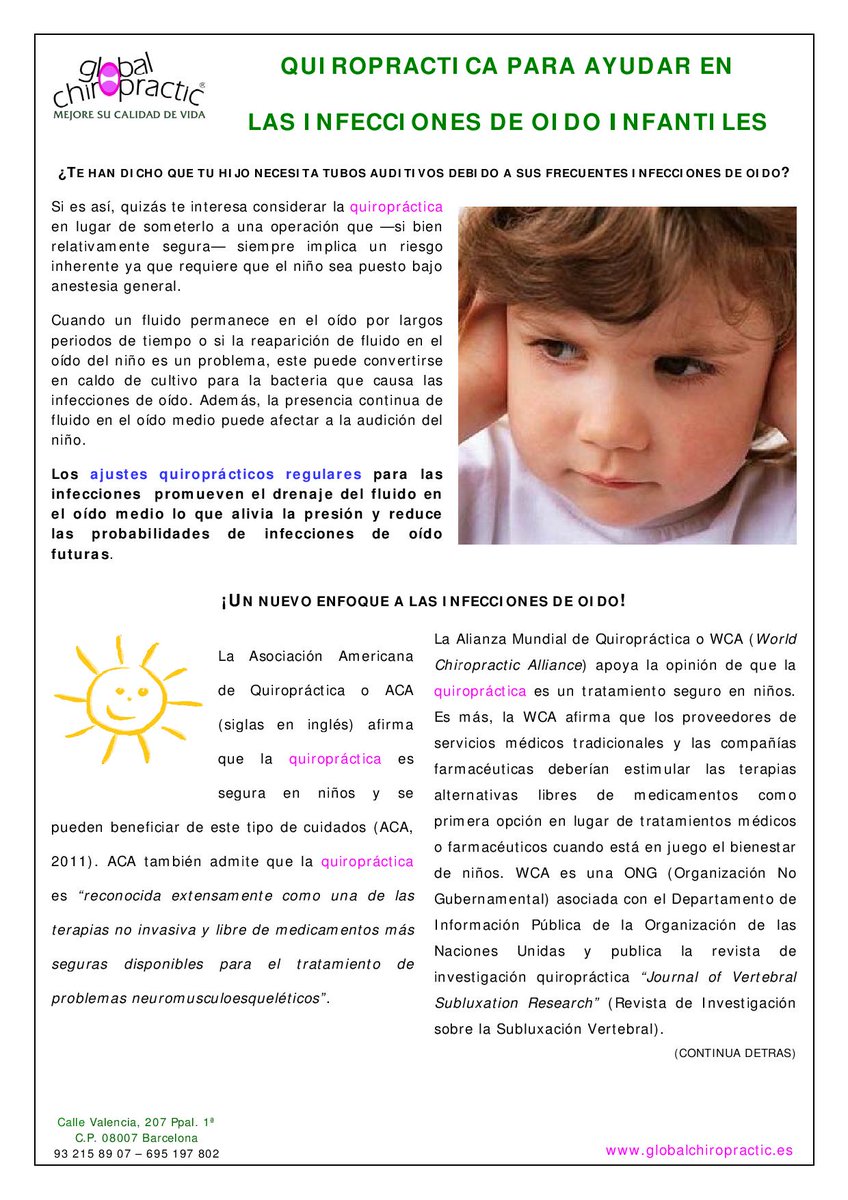 GlobalChiroCAT's tweet photo. Quiropráctica para ayudar en las infecciones de oído infantiles..... http://t.co/Bgwx5wIaCp