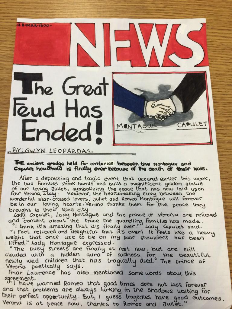 Gintare Gontyte Article Writing Using Romeo And Juliet Kids Loved It And Also Learnt How To Compose Newspaper Articles English Http T Co Euarxy605p Twitter