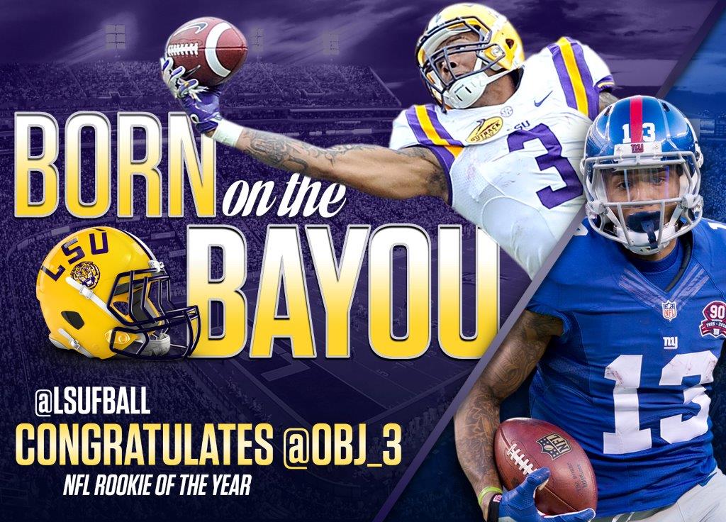 #LSU fans in NYC today. Look for <a href="/OBJ_3/">hang dave gettleman</a> billboard in Times Square (1500 Broadway at 43 &amp; 44).Tweet us a pic of it.