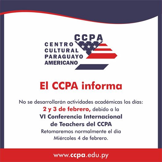 CCPA_paraguay's tweet photo. Comunicado: ¡Atención Alumnos!
#VIConference #CCPATeachers http://t.co/KI8hSzgzQB