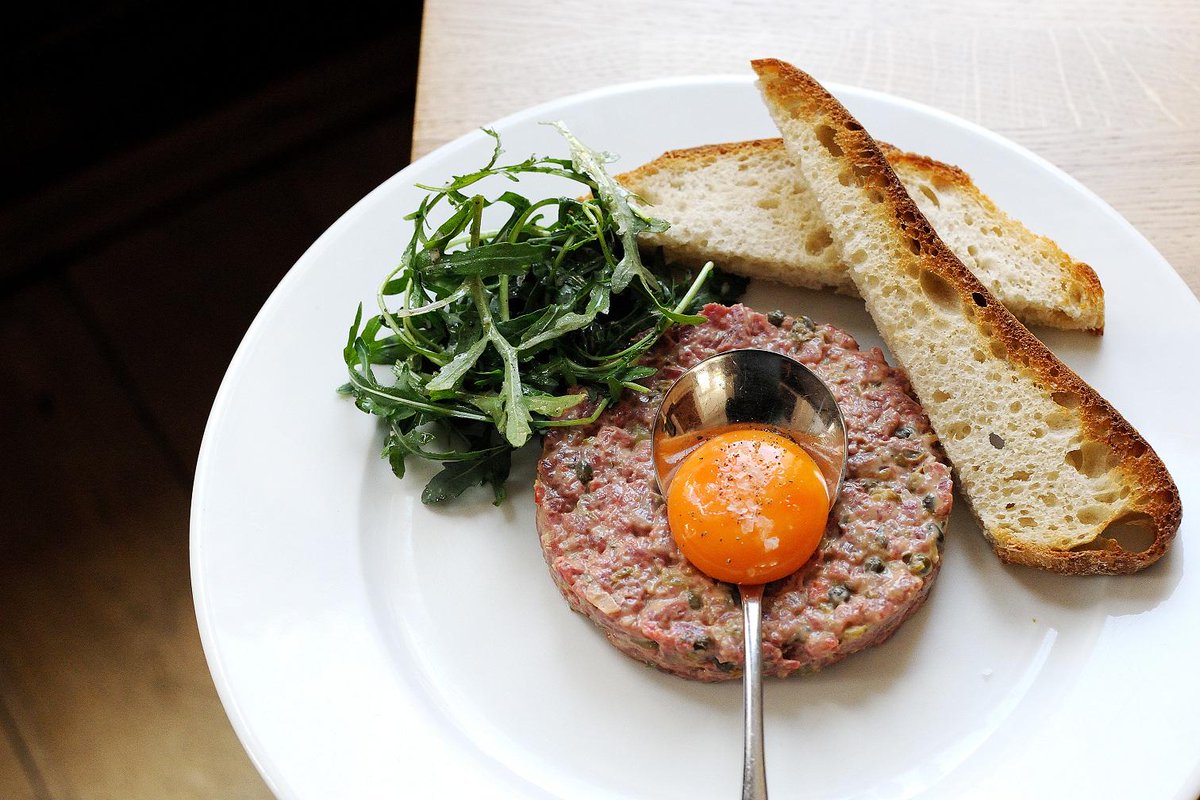 musettebytoma's tweet photo. One of our most popular classics - Venison Tartare with sourdough toast, egg yolk & rocket! #TKclassics http://t.co/MwSMv2oaga