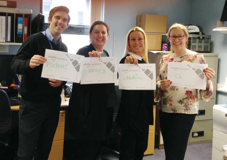 BHGateshead's tweet photo. We're proud to support @GrangerKate #hellomynameis campaign alongside other #NHS organisations. http://t.co/dzWOJfXkFE