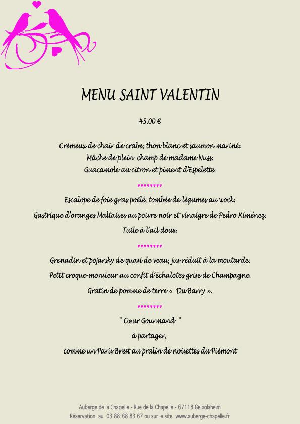 Menu Saint Valentin.

La Vie est un sommeil, l'Amour en est le rêve...

auberge-chapelle.fr