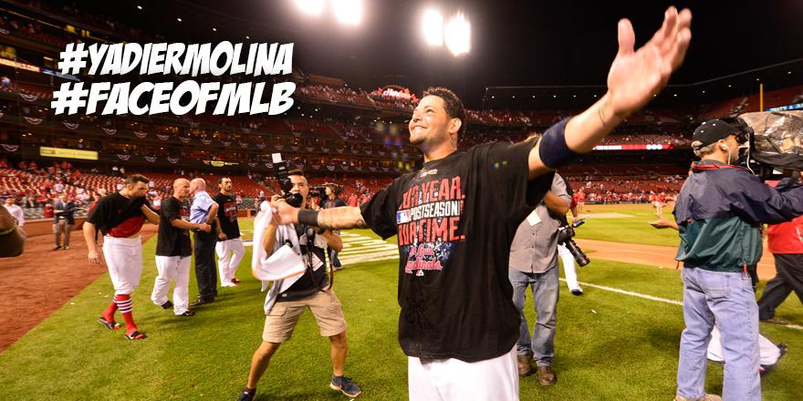 Cardinals's tweet photo. Just your hourly reminder to pick #YadierMolina as the #FaceOfMLB. RT to vote, or tweet with both hashtags up to 25x. http://t.co/srEYqXTVE5
