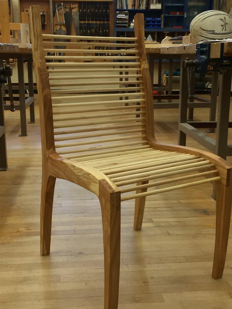 YaleWoodwork's tweet photo. Joel's dowel chair comes together. #woodwork #yalesecondary http://t.co/jo81OroE94